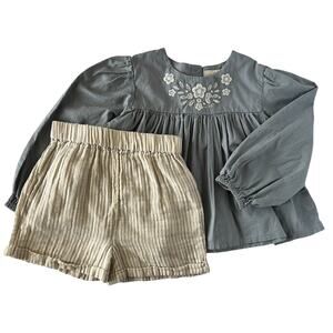 Mori floral & striped outfit (3-4)